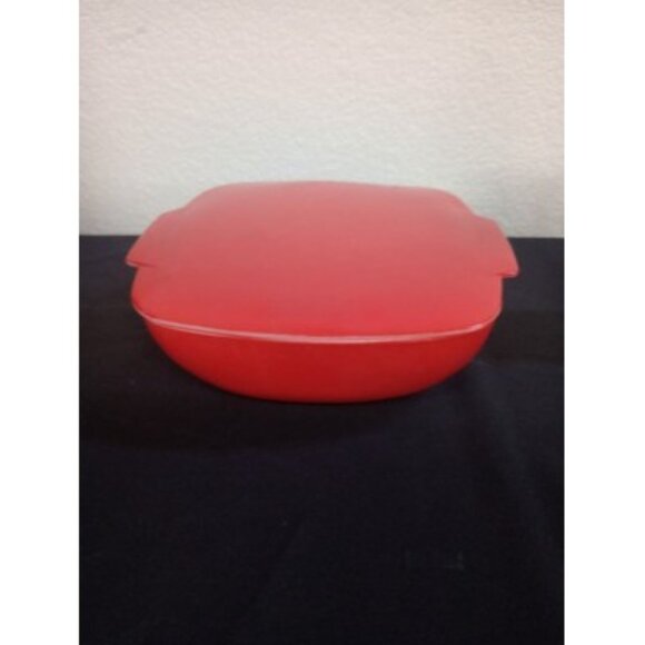 Vintage Pyrex Square Red Hostess Covered Casserole Dish With Lid - Picture 1 of 11